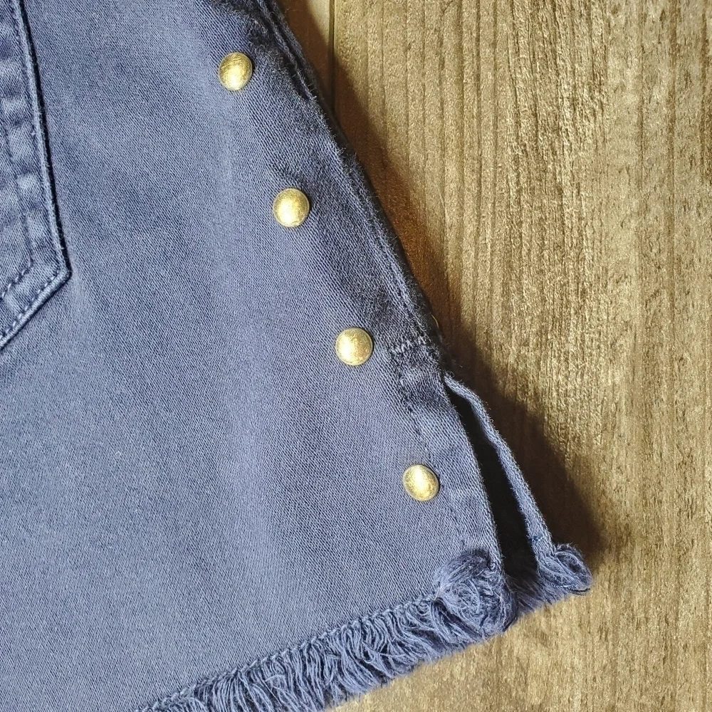 Michael Kors Studded Indigo Blue Raw Hem Women's Shorts Size 2 EUC
